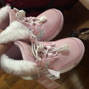 Pink Kids Shoes with Faux Fur Lining